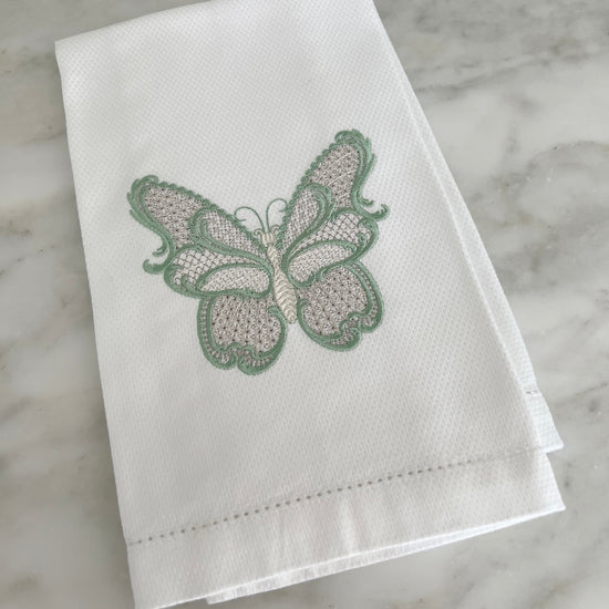 Butterfly Hemstitch Huck Guest Towel