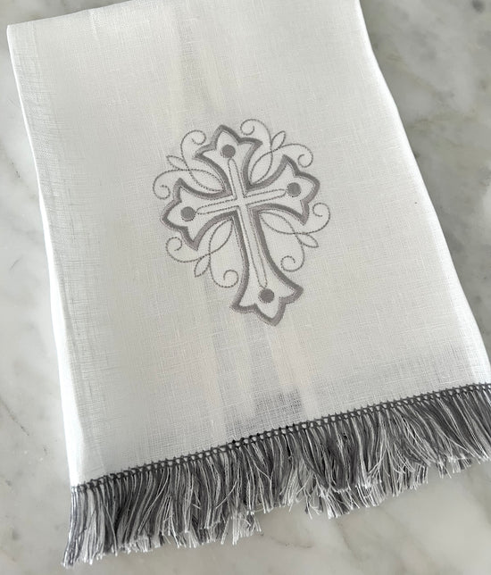 100% Linen Guest Towel - Cross